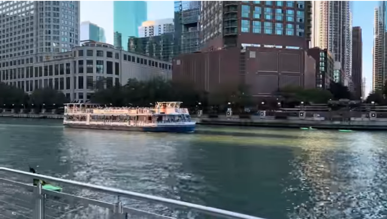 Side view of Chicago Riverwalk, Chicago, Illinois, United States Of America