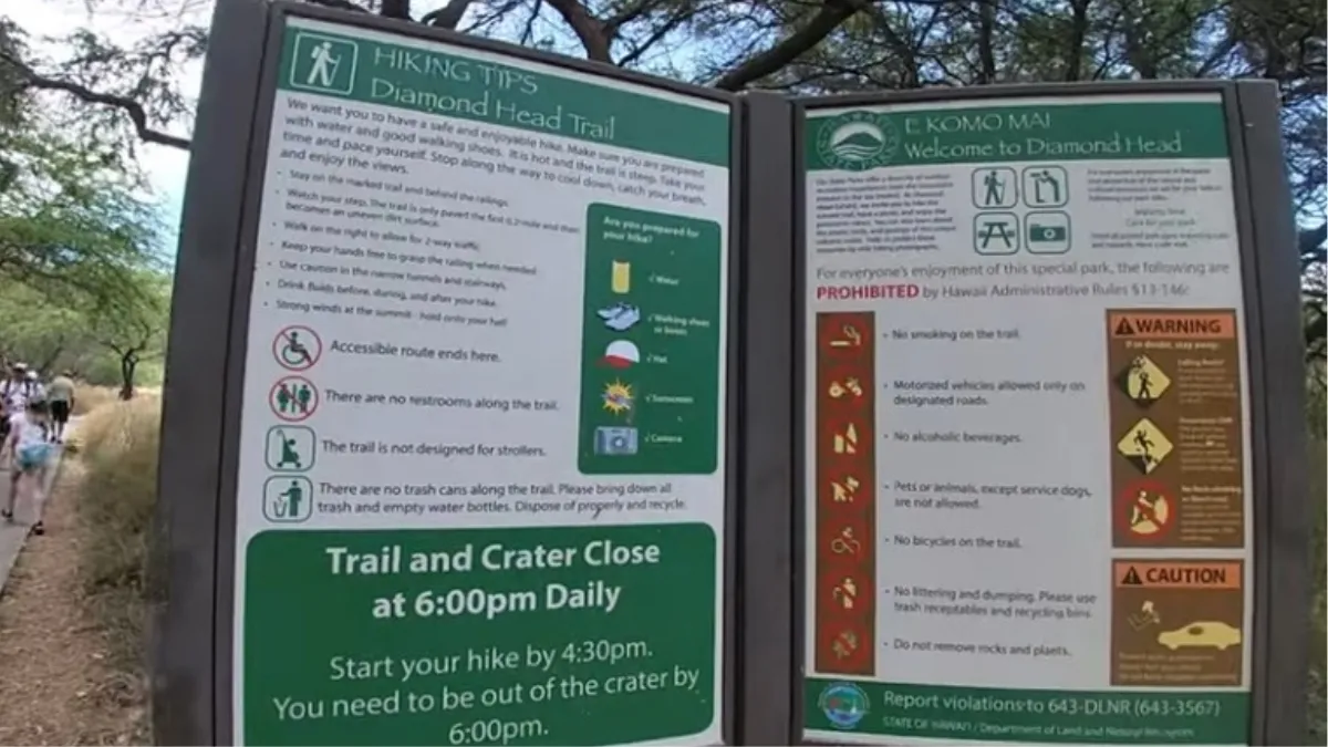 Hiking Rules for Diamond Head State Monument, Honolulu, Hawaii, United States Of America