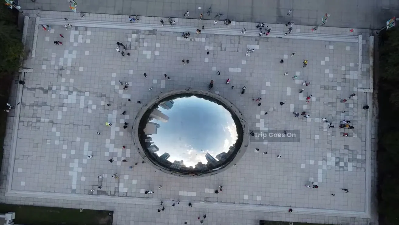 Millennium Park Drone View Chicago Illinois United States Of America