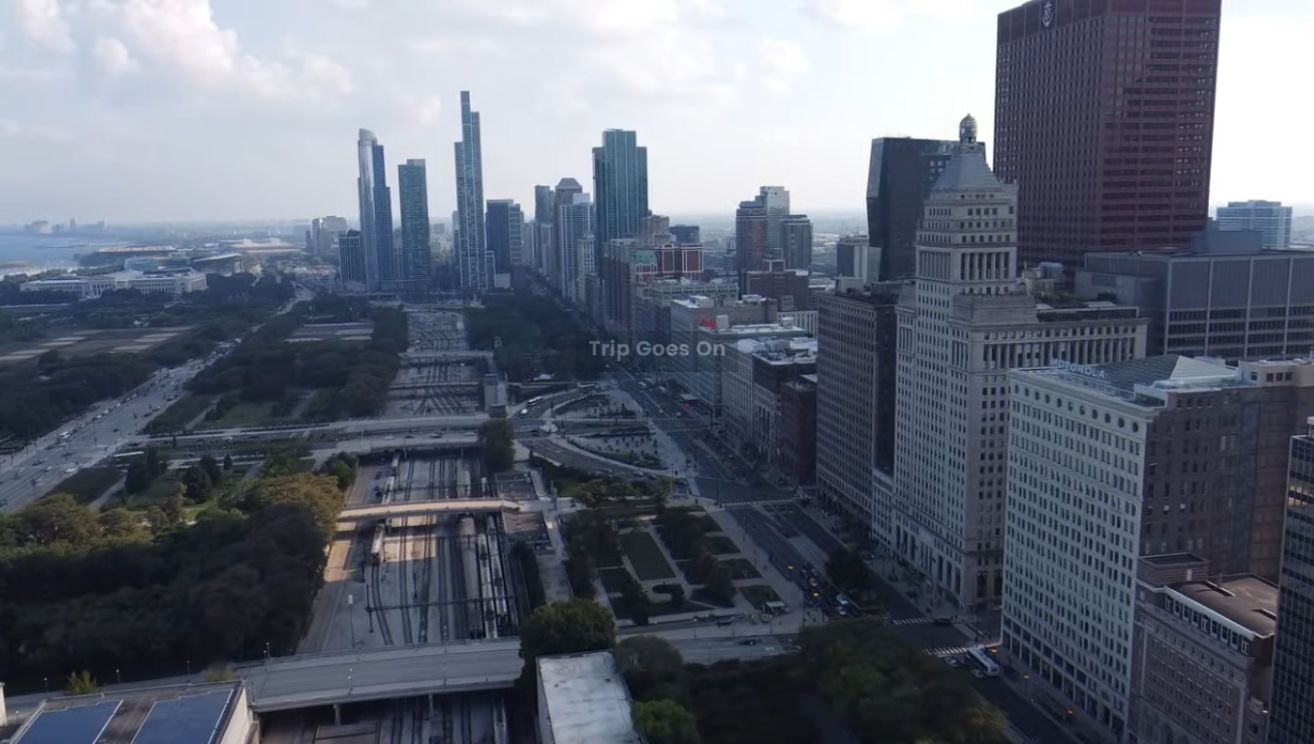 Millennium Park Drone View Chicago Illinois United States Of America
