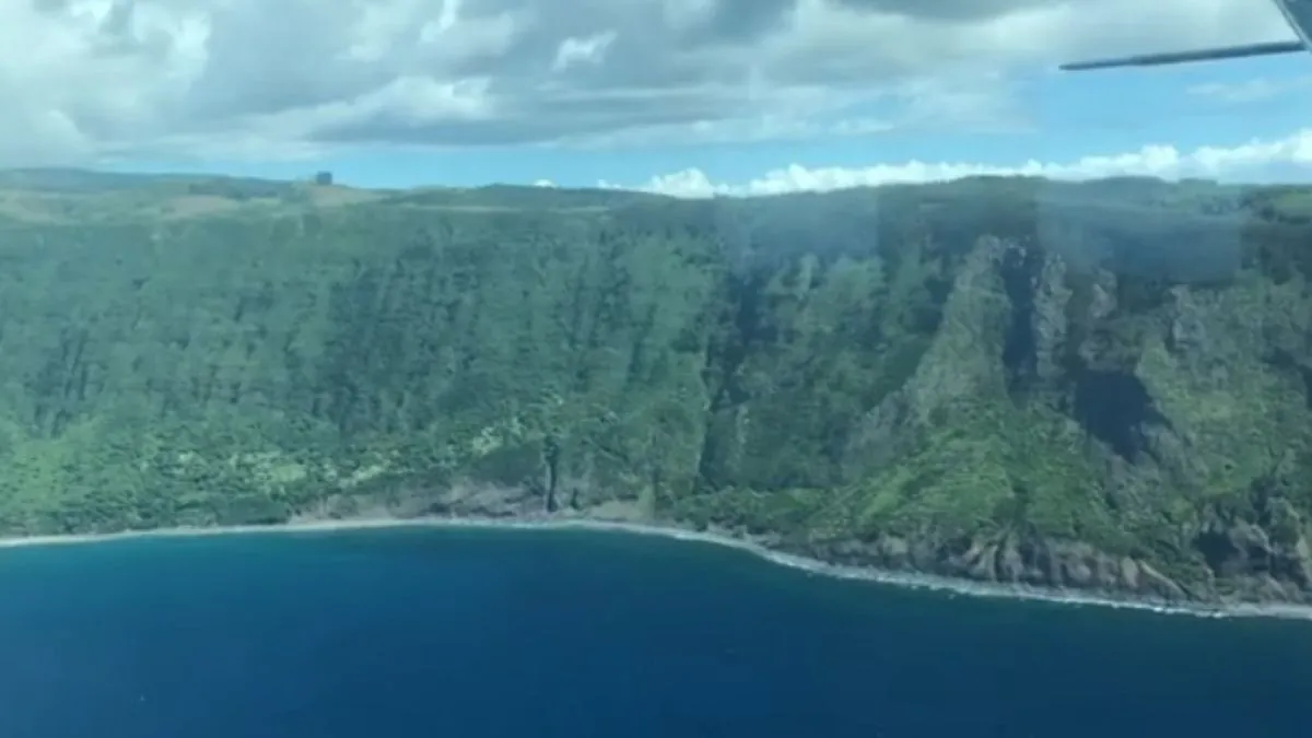 Ariel View of Molokai Sea Cliffs, Kalaupapa, Hawaii, United States Of America