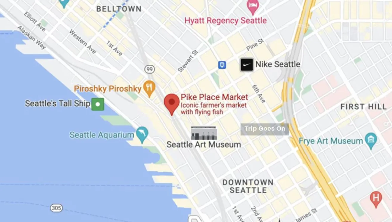 Pike Place Market Map Seattle United State Of America