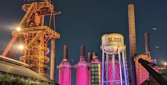 Night view of Sloss Furnaces, Birmingham, Alabama, United States Of America